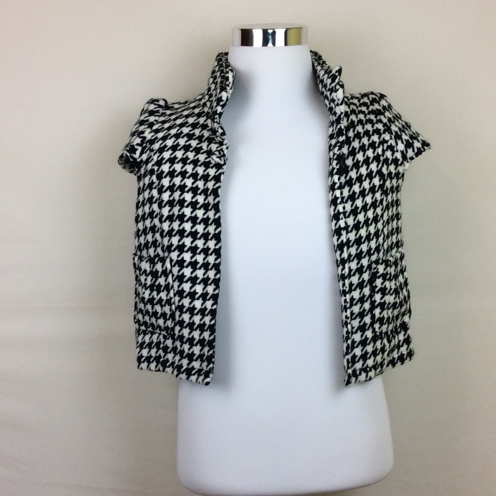 Short Sleeve Women Bolero Hounds Tooth Jacket/Vest